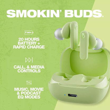 Écouteurs intra-auriculaires sans fil Skullcandy Smokin Buds Matcha