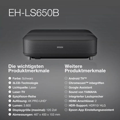 Epson EH-LS650B 4K PRO-UHD bis 120" 3600 Lumen