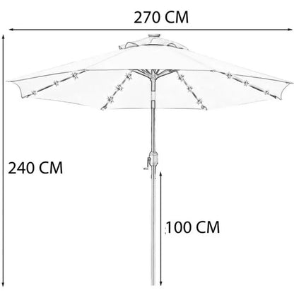 Sonnenschirm Ø2,7m Solar LED Beleuchtung Terrassenschirm